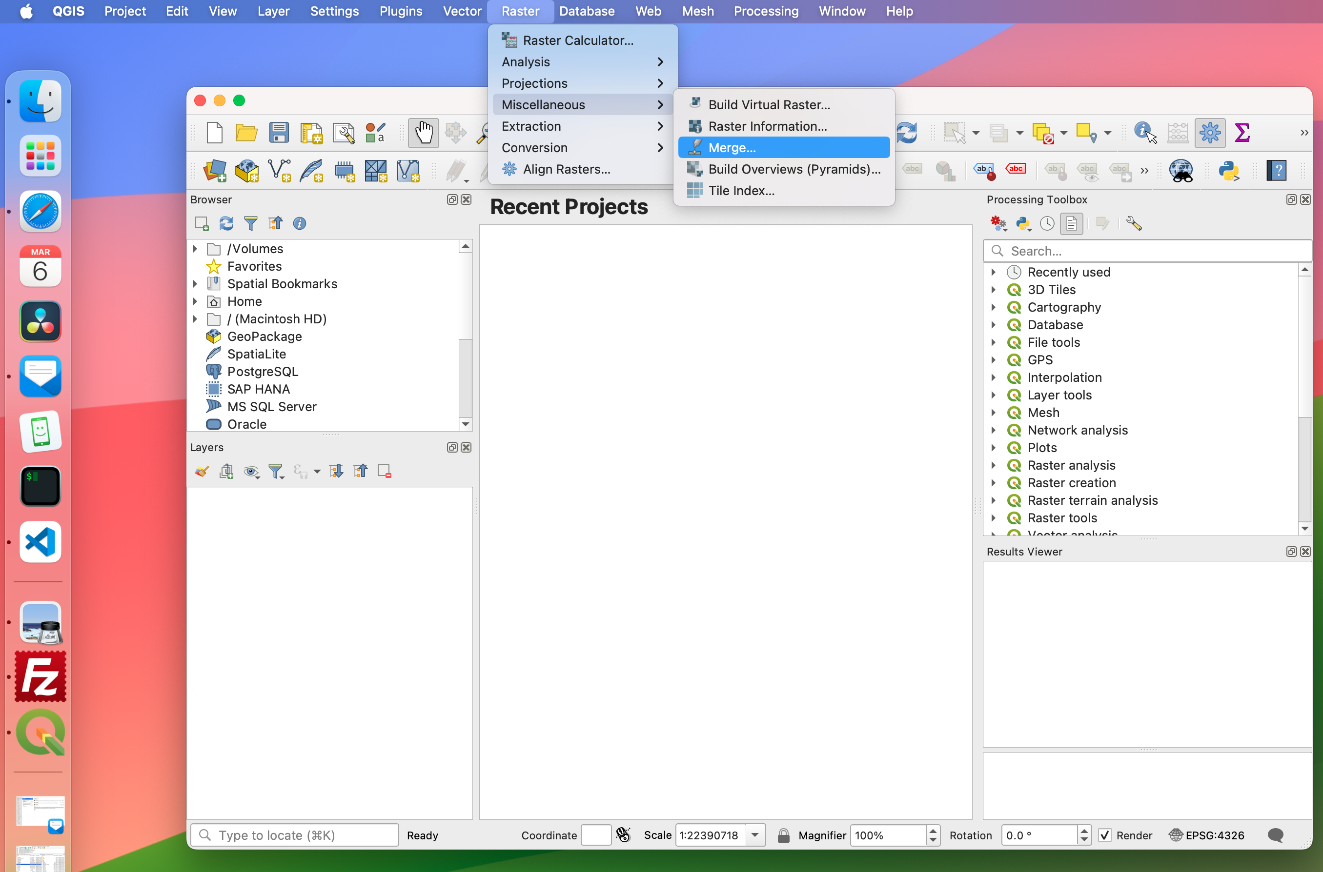 QGIS Raster menu